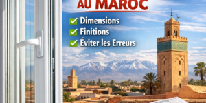 Fenêtre PVC double vitrage moderne au Maroc avec différentes options de finitions et conseils sur dimensions et erreurs à évi